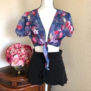 Body Wrappers Dance Wear Sheer Floral Top